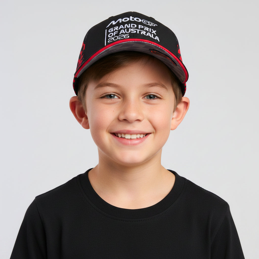2026 KIDS SUBLIMATED CHECK CAP [BLACK/RED]